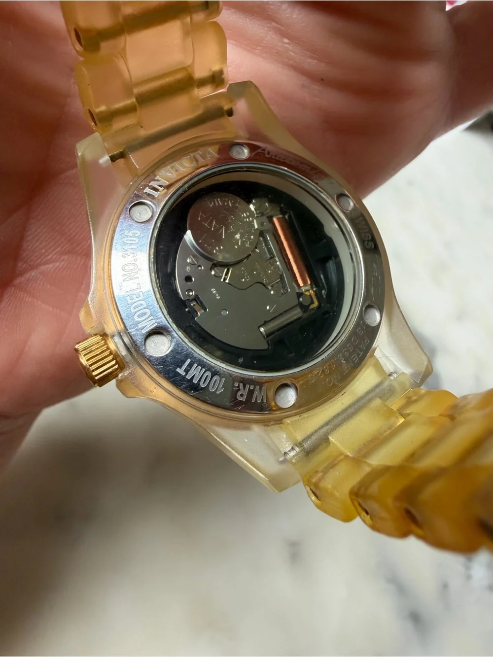 Invicta Diamond Bezel Yellow Resin sport watch